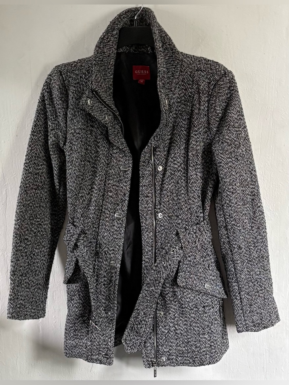 Guess Karlee Short Wool Coat Tweed- Size XS
